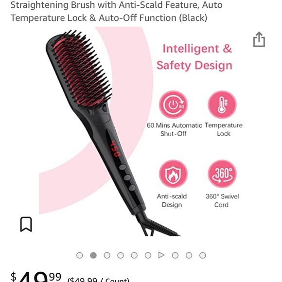 Enhanced Hair Straightener Brush by MiroPure, 2-in-1 Ionic Straightening Brush - Picture 5 of 5
